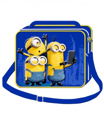 Lancheira Escolar Minions Azul 3D