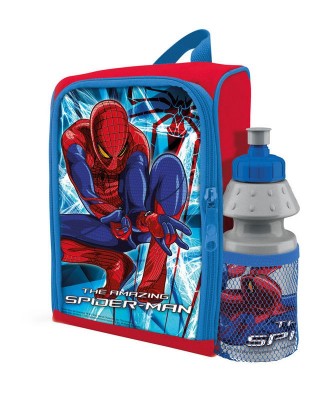 Lancheira mochila termica com garrafa homem aranha