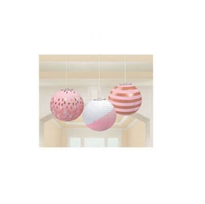 Lanterna Papel Rose Gold 3 uni