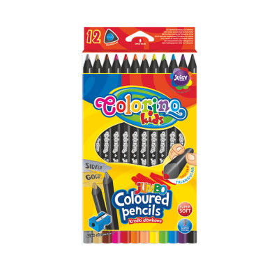 Lápis Cor Triangular Jumbo 12 Cores + Afia BW Colorino