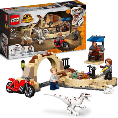 Lego Jurassic World Dinossauro Atrociraptor Perseguição de Mota 76945