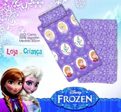 Lençois + fronha Cama Frozen Enjoy 105cm