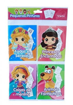 Livros  Colorir Pequenas Pinturas Meninas 4 uni