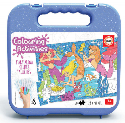 Mala Puzzle 50 peças Sereias Glitter Colouring Activities