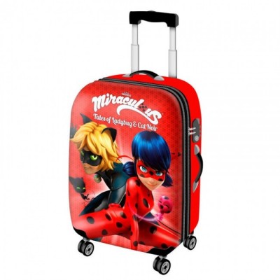 Mala viagem c/ trolley Ladybug  e Cat Noir 54cm