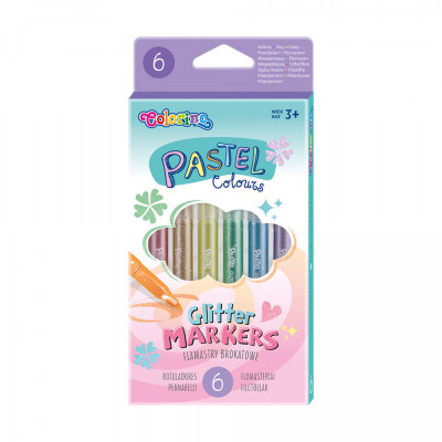 Marcadores 6 Cores Pastel Glitter Colorino