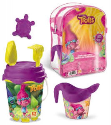 Mochila com Balde e acessórios Praia Trolls