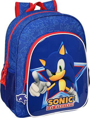 Mochila Escolar 38cm adap trolley Sonic Let´s Roll