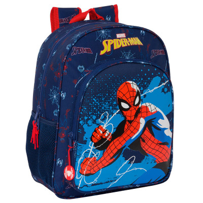 Mochila Escolar 38cm adap trolley Spiderman Neon