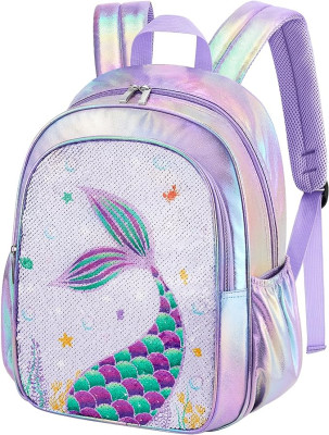 Mochila Escolar 38cm Cauda Sereia Lilás