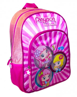 Mochila Escolar 40cm adap trolley Pinypon Mix Match Glitter