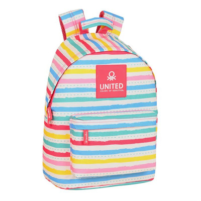 Mochila Escolar 41cm Benetton Rayitas