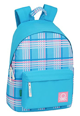 Mochila Escolar 41cm Benetton Tartan