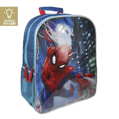 Mochila escolar 41cm com luz Led - Spiderman