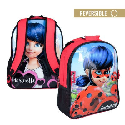 Mochila escolar 41cm reversível - Lady Bug