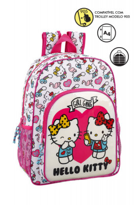 Mochila Escolar 42 cm adap trolley Hello Kitty Girl Gang