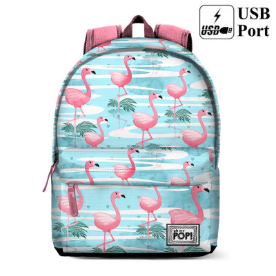 Mochila escolar 42 cm Oh My Pop Florida flamingos