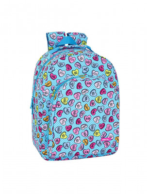 Mochila Escolar 42cm adap trolley Safta Heart Blue