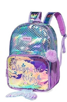 Mochila Escolar 42cm Sereia Mermaid Vibes
