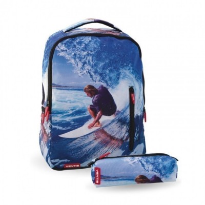 Mochila escolar 43 cm + Porta Lápis 22 cm Wave Ventis