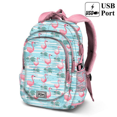 Mochila escolar 44 cm Oh My Pop - Florida flamingos