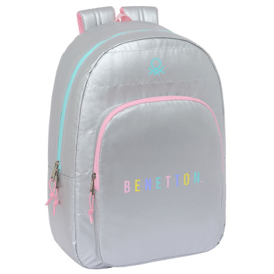 Mochila Escolar 46cm Benetton Silver adap trolley