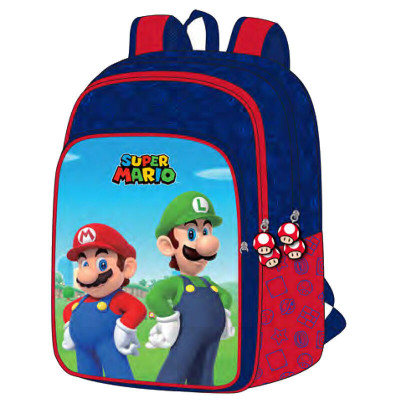 Mochila Escolar adap trolley 42cm Super Mario e Luigi