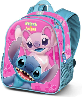 Mochila Escolar adap trolley Stitch e Angel Match 39cm