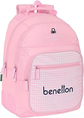 Mochila Escolar Dupla 42cm adap trolley Benetton Vichy