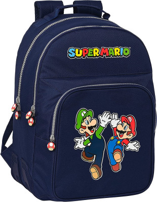 Mochila Escolar Dupla 42cm adap trolley Super Mario Bros