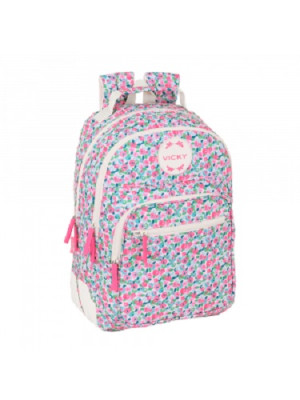 Mochila Escolar dupla 42cm adap trolley VMB Flores Rosebloom