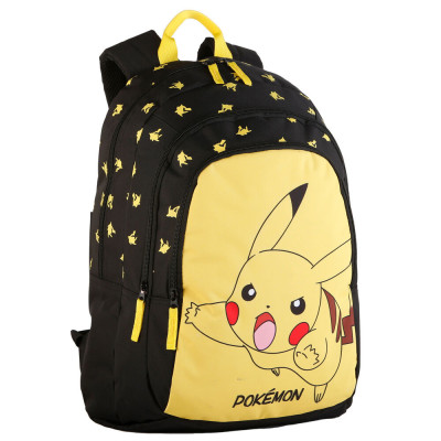 Mochila Escolar Dupla 44cm adap trolley Pokémon Pikachu