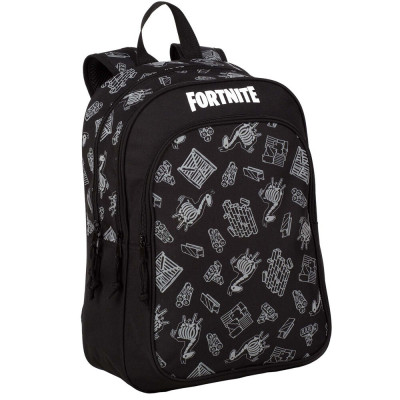 Mochila Escolar dupla Fortnite Dark Black 42cm adap trolley