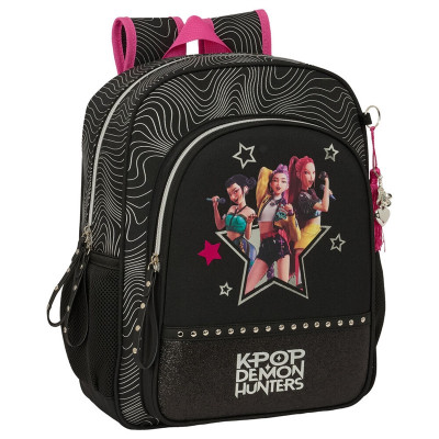 Mochila Escolar Escura Kpop Demon Hunters 38cm