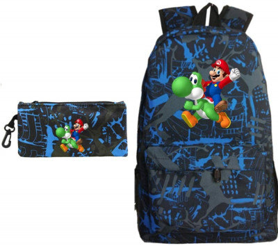 Mochila Escolar + Estojo Super Mario 42cm