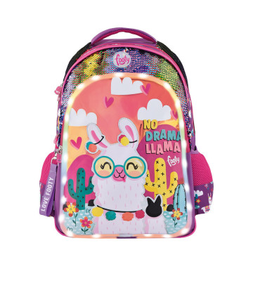 Mochila Escolar Footy Llama Lantejoulas LED 45cm