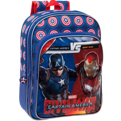 Mochila escolar grande adap trolley Marvel Iron Man vs Capitão América