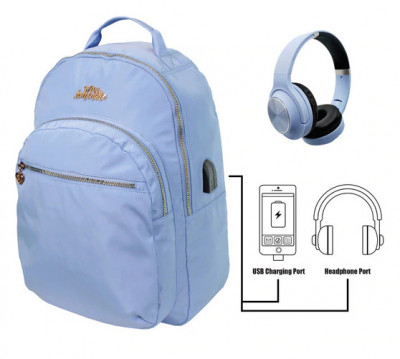 Mochila Escolar Miss Limonade Blue com Headphones 43cm