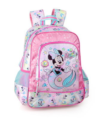 Mochila Escolar Premium 39cm Minnie Mermaid