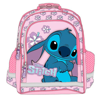 Mochila Escolar Stitch Rosa 41cm