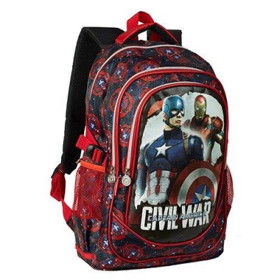 Mochila escolar tripla Marvel Capitão America Civil War Shield