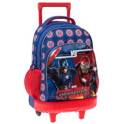 Mochila escolar trolley bolso lateral Marvel Iron Man vs Capitão América