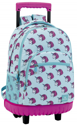 Mochila escolar trolley compacto 45cm Moos Unicórnio