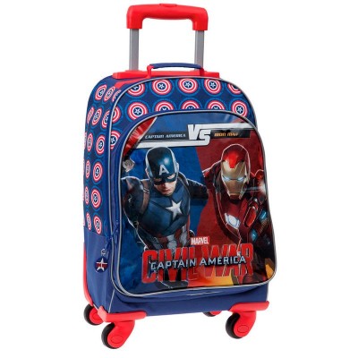 Mochila escolar trolley Marvel Iron Man vs Capitão América