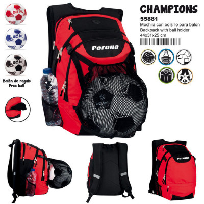 Mochila Grande Futebol + Bola 44cm