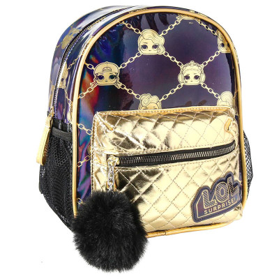 Mochila Pré Escolar 26cm LOL Surprise Pompom Preto