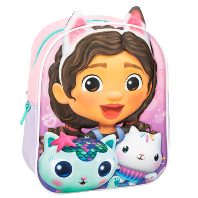 Mochila Pré Escolar 27cm 3D Gabby´s Dollhouse