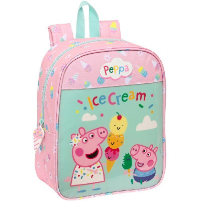 Mochila Pré Escolar 27cm adap trolley Porquinha Peppa Ice Cream