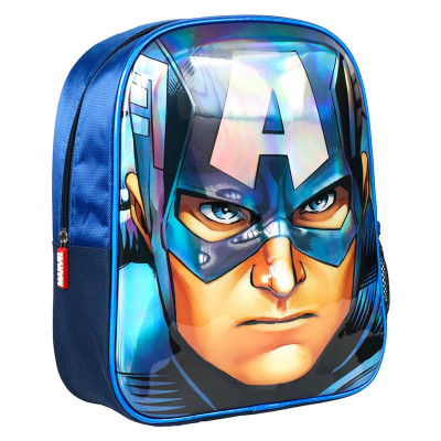 Mochila Pré Escolar 31cm 3D Capitão América Avengers