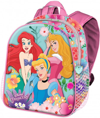 Mochila Pré Escolar 31cm Princesas Disney Flowers 3D